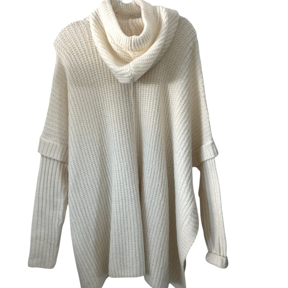 La Classe Couture Nordstrom Women's Off White Oversized Poncho Sweater - Picture 3 of 6